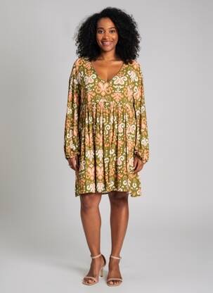 Robe courte manches longues manches longues vert EMILIE.K femme