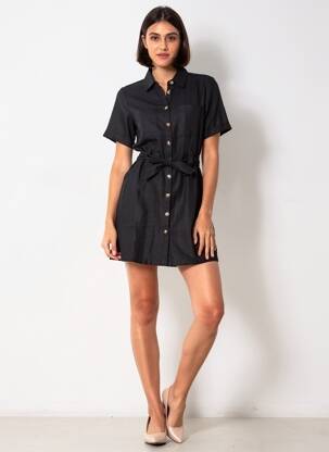 Robe courte manches courtes manches courtes noir LA PETITE ETOILE femme