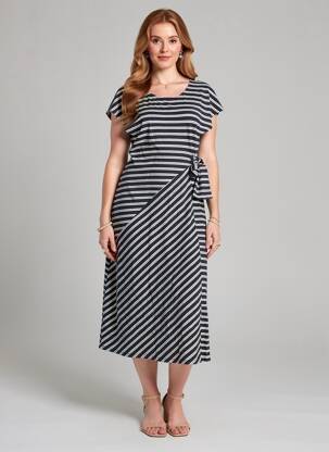 Robe mi-longue manches courtes manches courtes bleu NICE THINGS femme