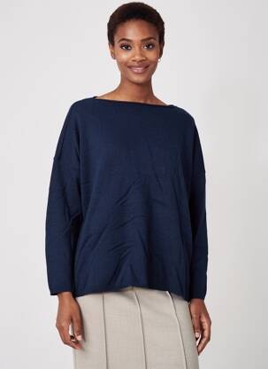 Pull col bateau manches longues bleu CIVICO 1 femme