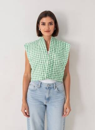 Gilet sans manche coupe droite vert FAN FAN femme