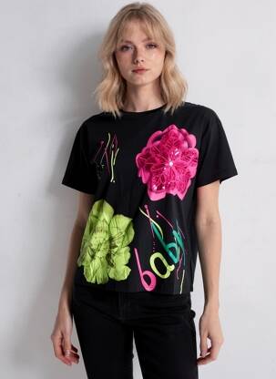 T-shirt stretch manches courtes noir FLY OUT femme