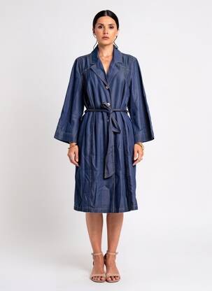 Robe mi-longue manches 3/4 manches 3/4 bleu NUMPH femme