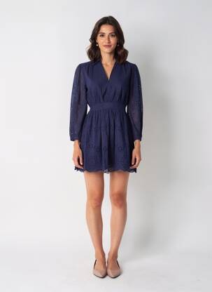 Robe courte manches longues manches longues bleu LA PETITE ETOILE femme