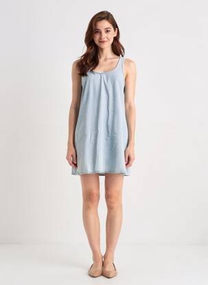Robe courte sans manche sans manche bleu LA PETITE FRANCAISE femme