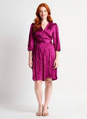 Robe mi-longue manches 3/4 manches 3/4 violet LA PETITE ETOILE femme