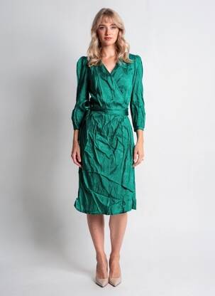 Robe mi-longue manches 3/4 manches 3/4 vert LA PETITE ETOILE femme