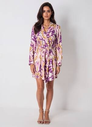 Robe courte manches longues manches longues violet LA PETITE ETOILE femme