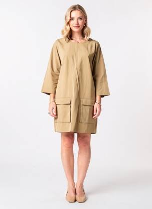 Robe courte manches 3/4 manches 3/4 marron LA PETITE ETOILE femme