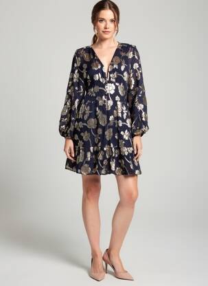Robe courte manches longues manches longues bleu LA PETITE ETOILE femme
