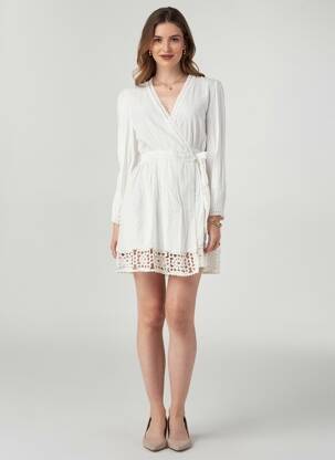 Robe courte manches longues manches longues blanc LA PETITE ETOILE femme