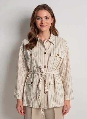 Veste casual poignets boutonnés avec fente beige LA PETITE ETOILE femme