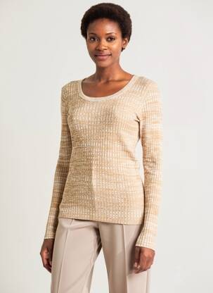 Pull tissage chiné manches longues beige NUMPH femme