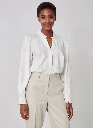 Chemisier coupe droite manches longues blanc NUMPH femme
