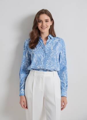 Chemisier coupe cintrée manches longues bleu ANDY & LUCY femme