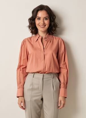 Chemisier coupe cintrée manches longues orange YUKA femme