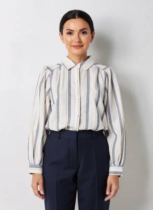 Chemisier tissage crêpe manches longues beige EMILIE.K femme
