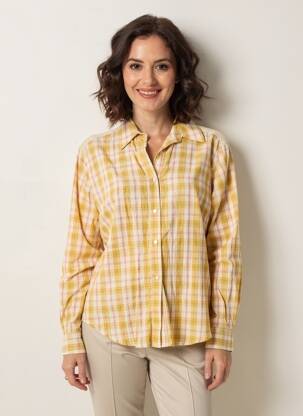 Chemisier tissage crêpe manches longues jaune EMILIE.K femme