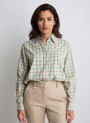 Chemisier tissage crêpe manches longues bleu EMILIE.K femme