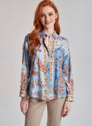 Chemisier imprimé fleurs manches longues bleu LA PETITE ETOILE femme