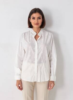 Chemisier col mao manches longues blanc ANDY & LUCY femme