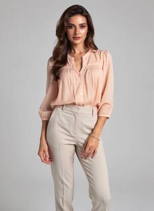 Chemisier tissage crêpe manches 3/4 rose LA PETITE ETOILE femme