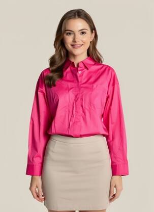 Chemisier coupe cintrée manches longues rose LA PETITE ETOILE femme