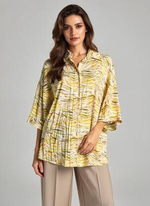 Chemisier manches courtes manches courtes jaune ARTLOVE femme
