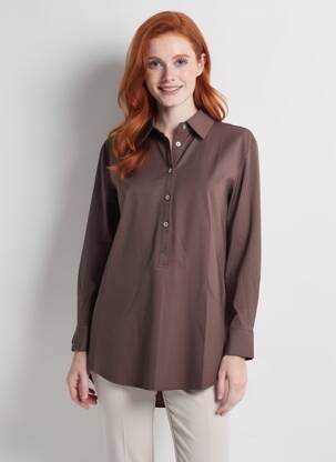 Tunique manches longues col chemisier marron ARTLOVE femme