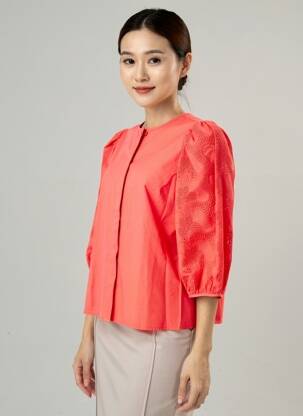Chemisier coupe droite manches 3/4 rouge NUMPH femme