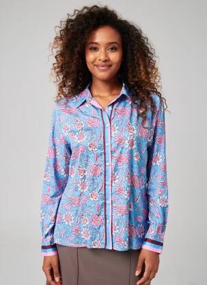 Chemisier imprimé fleurs manches longues bleu LA PETITE ETOILE femme