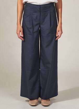 Pantalon large tissage popeline taille normale bleu ZILCH femme