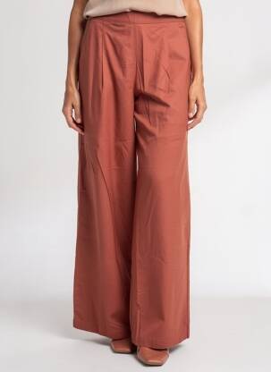 Pantalon large tissage popeline taille normale orange ZILCH femme