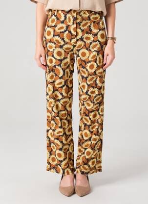 Pantalon droit tissage popeline taille normale marron NICE THINGS femme