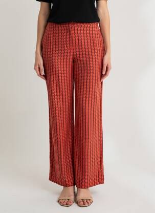 Pantalon droit tissage crêpe taille haute orange NICE THINGS femme