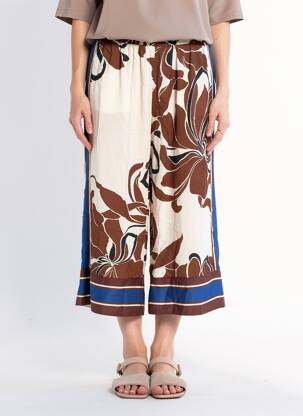 Pantacourt taille élastique taille normale marron MAT. femme