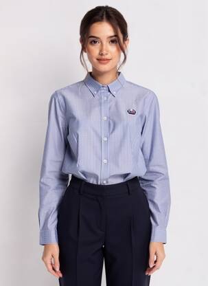 Chemisier coupe cintrée manches longues bleu DELAHAYE femme