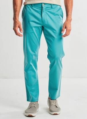 Pantalon chino tissage popeline taille normale bleu DELAHAYE homme