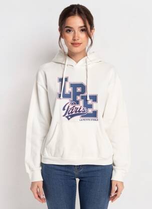 Sweat-shirt à capuche stretch manches longues beige LA PETITE ETOILE femme