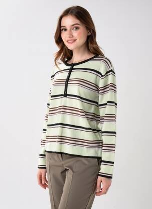 Pull coupe cintrée manches longues vert ARTLOVE femme