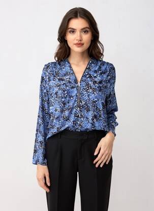 Top coupe fluide manches 3/4 bleu ARTLOVE femme