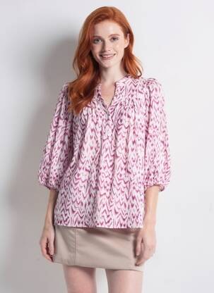 Blouse imprimé fantaisie manches 3/4 violet LA PETITE ETOILE femme