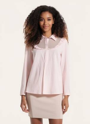 Blouse tissage popeline manches longues rose LA PETITE ETOILE femme