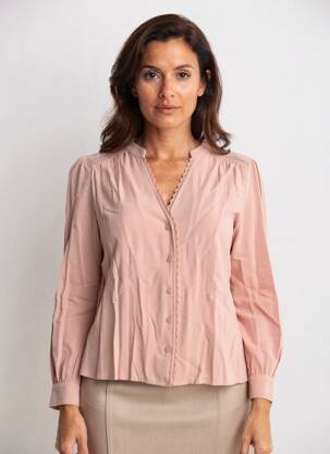 Chemisier coupe cintrée manches longues rose EMILIE.K femme