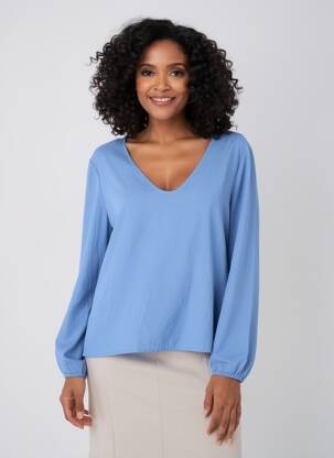 Blouse manches longues manches longues bleu MARYLEY femme