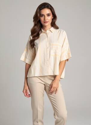 Chemisier tissage crêpe manches 3/4 jaune ARTLOVE femme