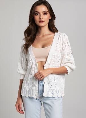 Gilet manches courtes coupe cintrée blanc LA PETITE ETOILE femme