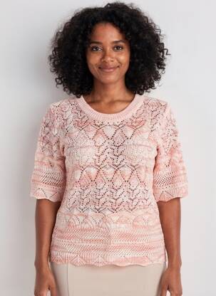 Pull tissage chiné manches courtes orange EMILIE.K femme