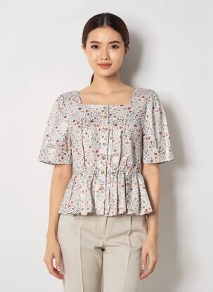 Chemisier manches courtes manches courtes beige THE KORNER femme
