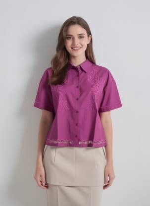 Chemisier manches courtes manches courtes violet LA PETITE ETOILE femme